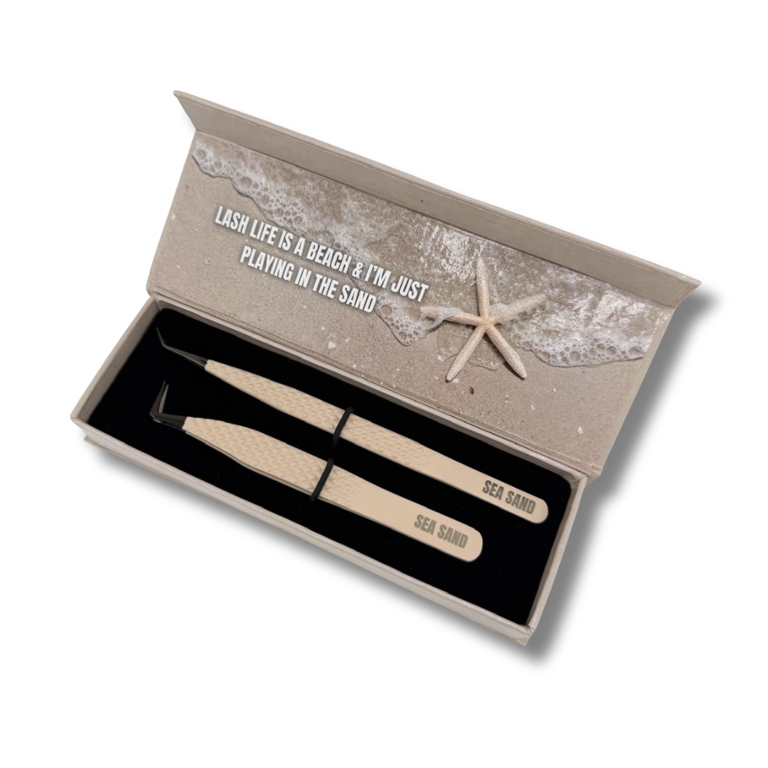 Sea Sand - Fiber Tip Lash Tweezer Duo