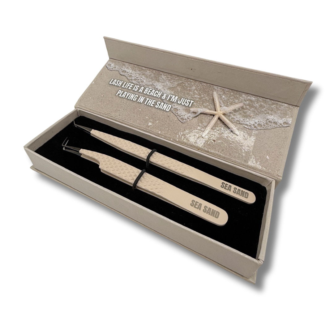 Sea Sand - Fiber Tip Lash Tweezer Duo